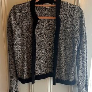 LOFT Black and White Textured Cardigan
